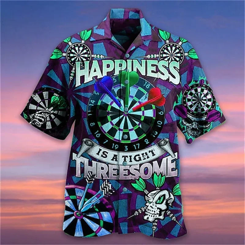 Short-sleeved Shirt Men's Dart 3D Print Casual Summer Shirt Festive Shirt Exquisite Men's Shirt