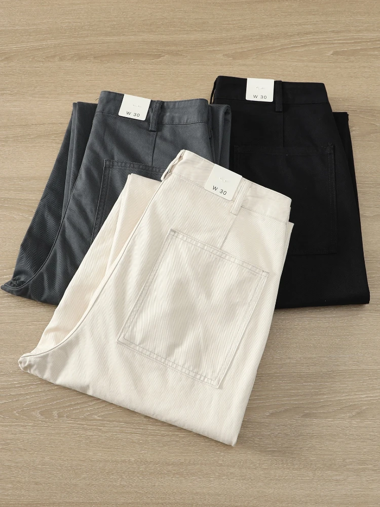 

Осень-зима 2022, новые японские тканые брюки-карго из саржи в стиле ретро, мужские простые свободные прямые широкие брюки из 100% хлопка