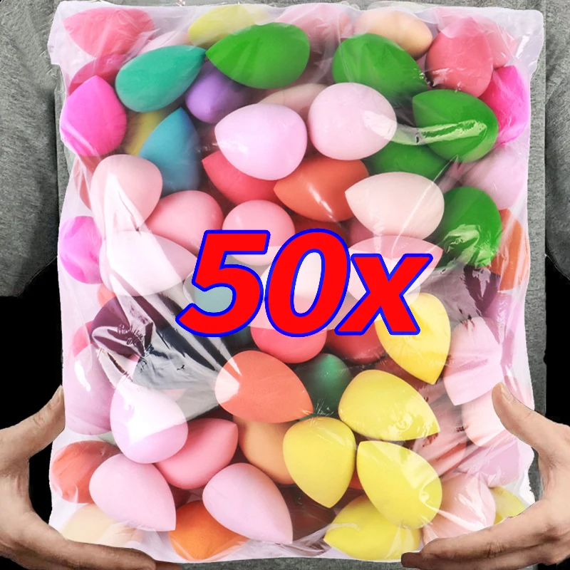 

50pcs Mini Cosmetic Egg Puff Blending Foundation Powder Makeup Blender Applicator Sponge Dry Wet Use Face Puffs Air Cushion Tool