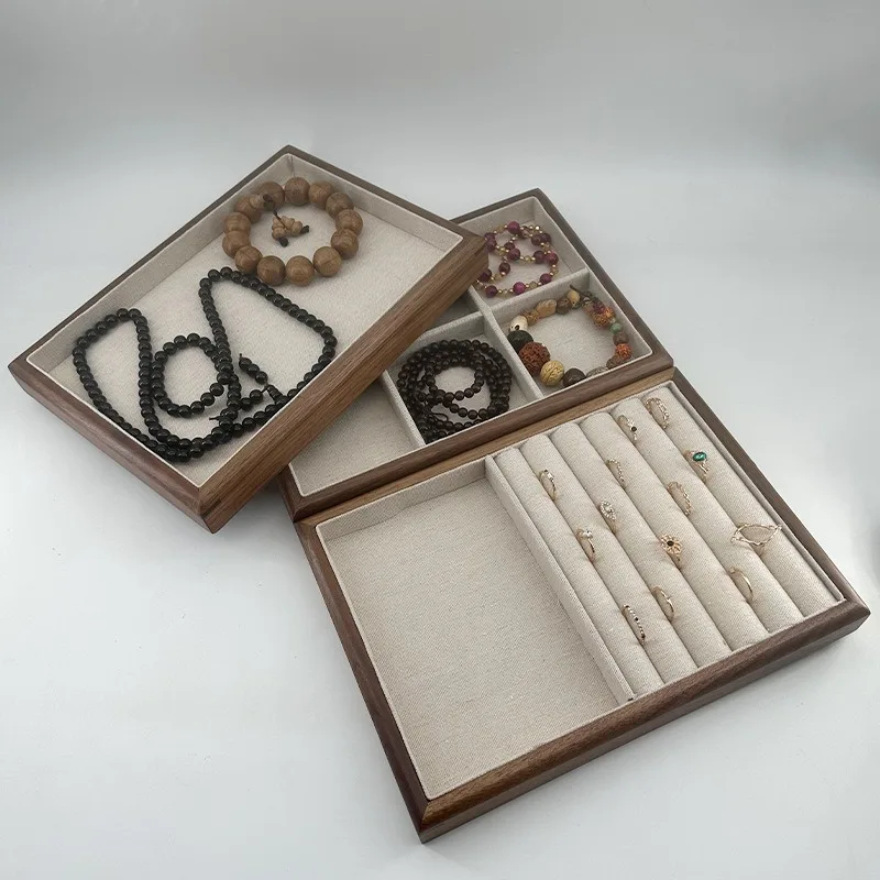 Wooden Ring Tray Retro Minimalist Rings Trays Multifunctional Portable Necklace Organizer Trays Jewelry Store Display Tray