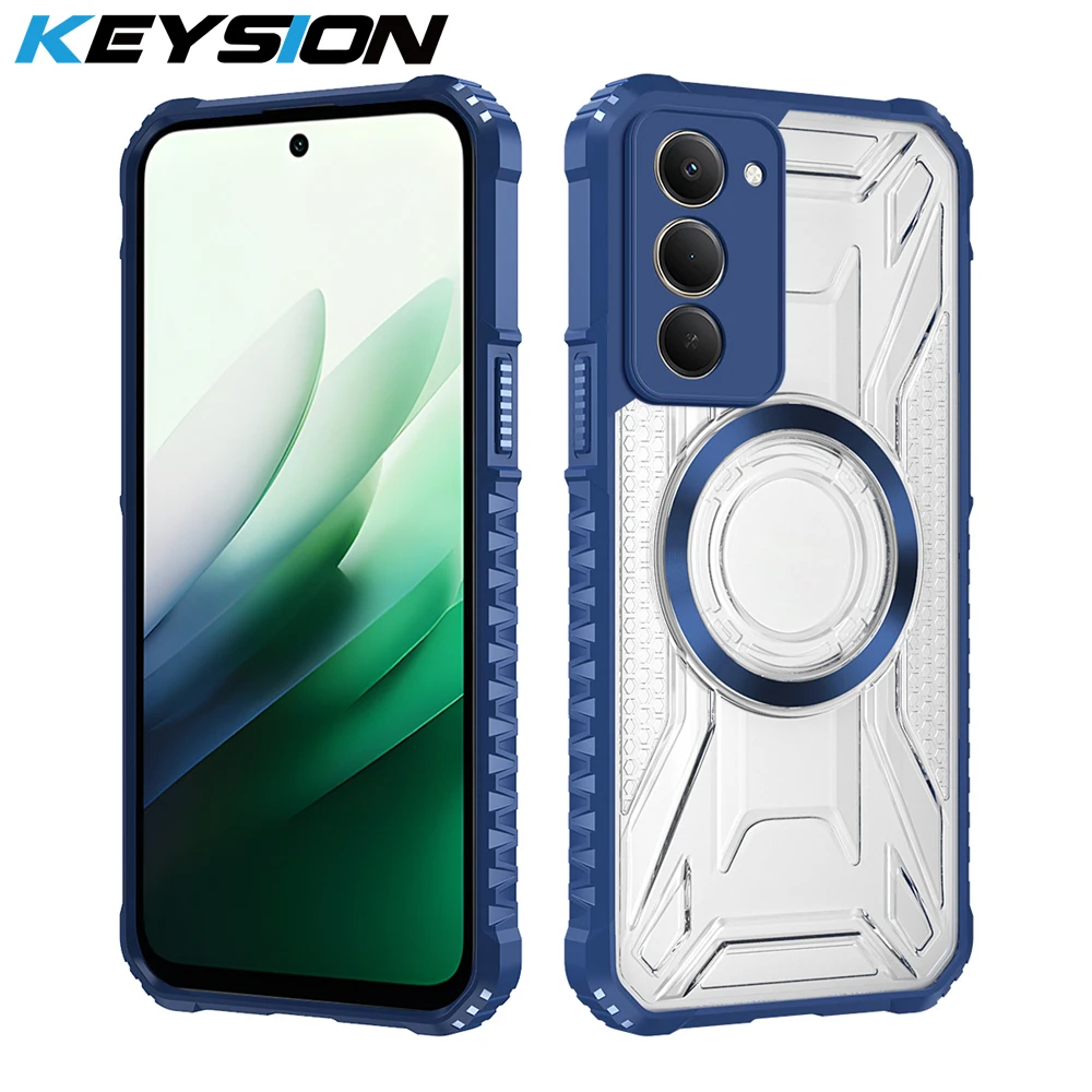 

KEYSION Transparent Magnetic Case for Redmi 15 169.5mm 171mm Silicone+PC Heavy Duty Shockproof Phone Cover for for Redmi 15 5G