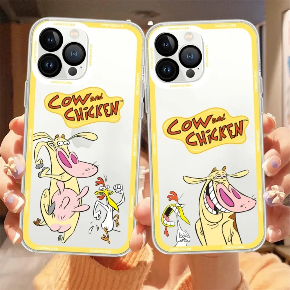 Cartoon Cow and Chicken Phone Case  For iPhone 13 14 12 11 Pro Max X XR XS Max