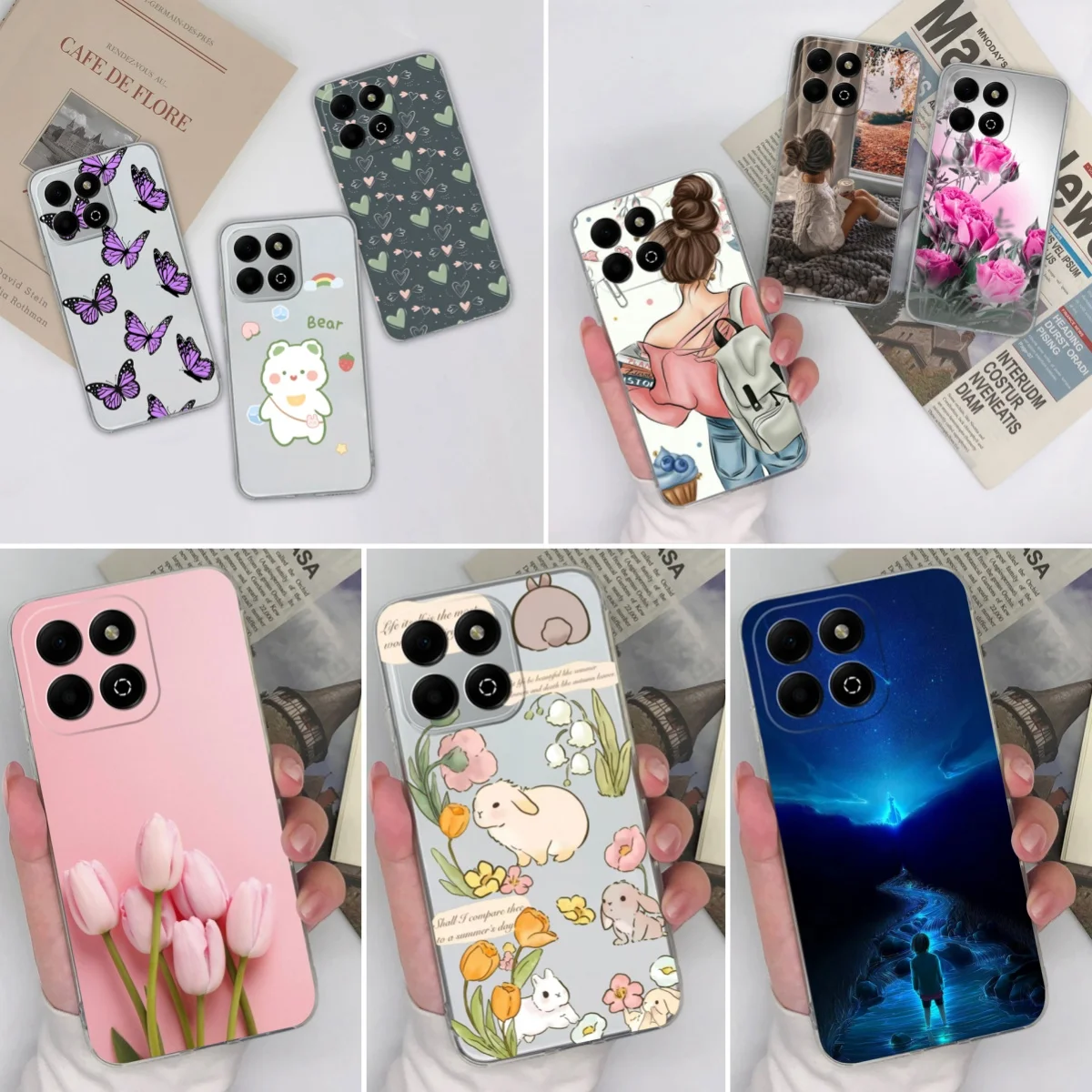 For Honor X6B 4G Phone Case Fashion Heart Back Covers Clear Soft TPU Silicone Shockproof Protective For Honor X6 B Fundas Coque