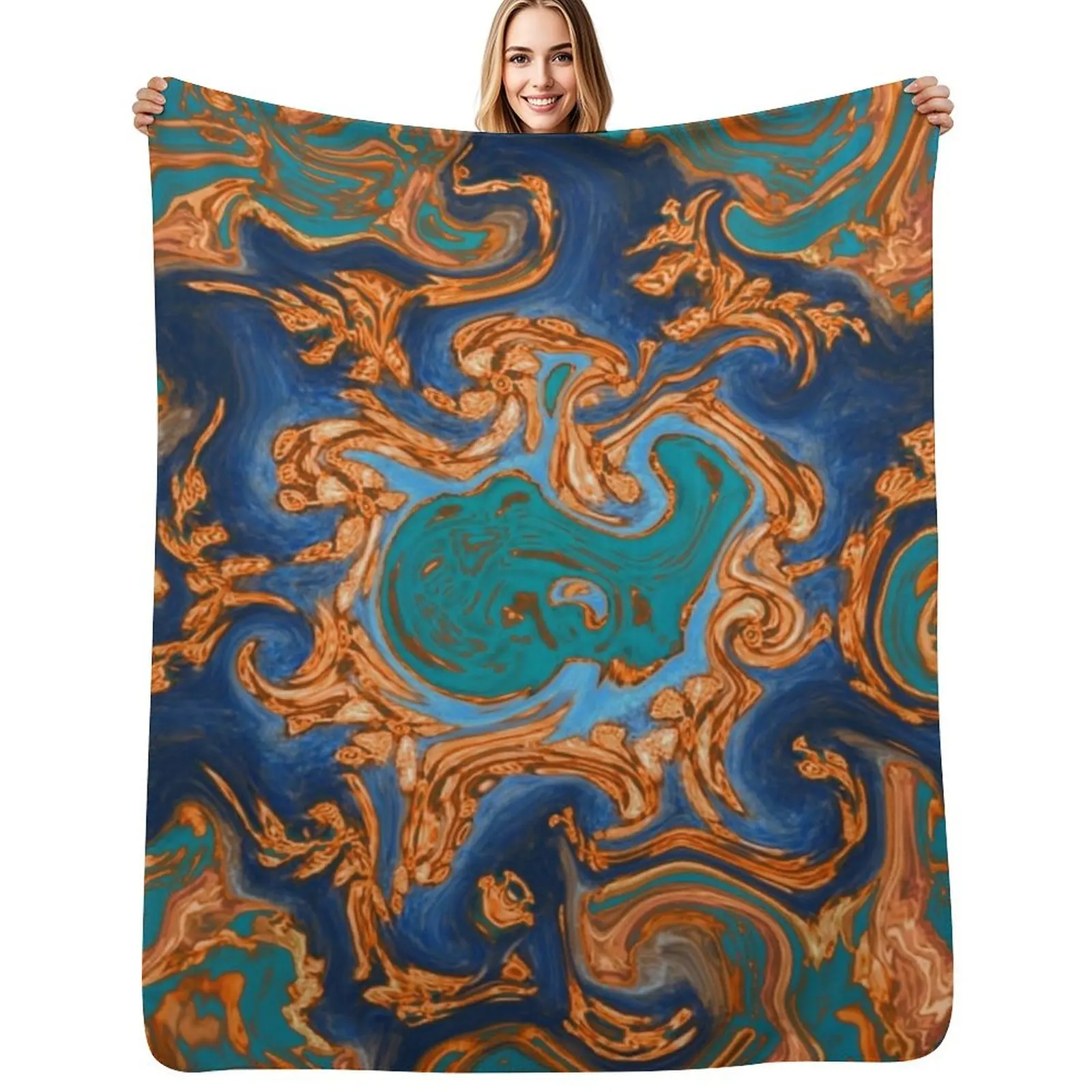 

Modern Fluid Art design piece Throw Blanket Bed linens Cute Plaid funny gift Quilt Blankets