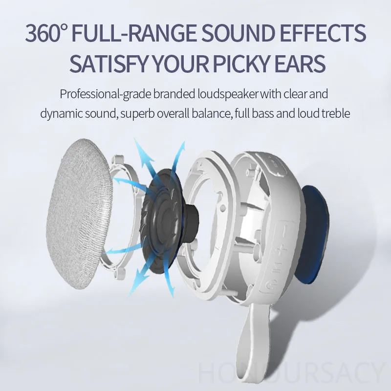 ซับวูฟเฟอร์แบบพกพา ผ้าหุ้ม 360 องศา กันน้ำกลางแจ้งระดับ IPX6 พร้อมแม่เหล็กดูด °   ลำโพงบลูทูธไร้สายสเตอริโอ 5.3 รองรับการ์ด TF