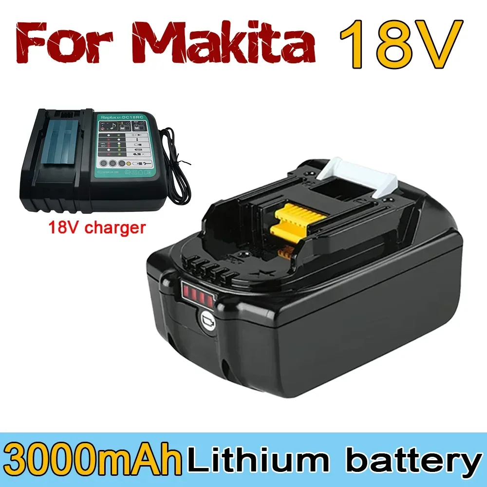 Para makita18v 3.0ah bateria recarregável de íon de lítio 18v baterias de substituição de broca bl1860 bl1830 bl1850 bl1860b, com carregador