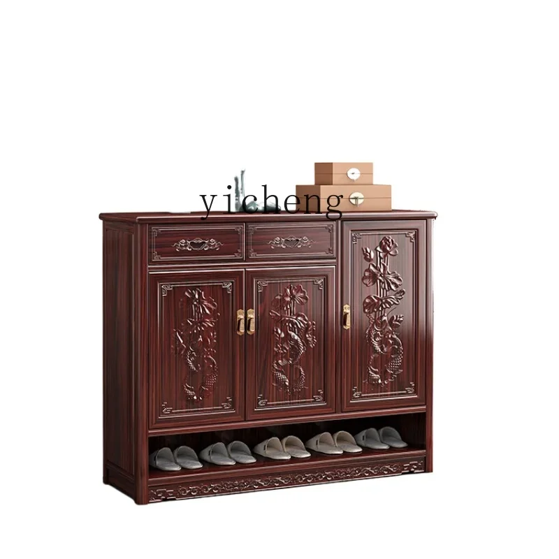 

ZF Rosewood Shoe Cabinet Household Doorway Entrance Door-Mouth Living Room Solid Wood Large Capacity Entrance Cabinet