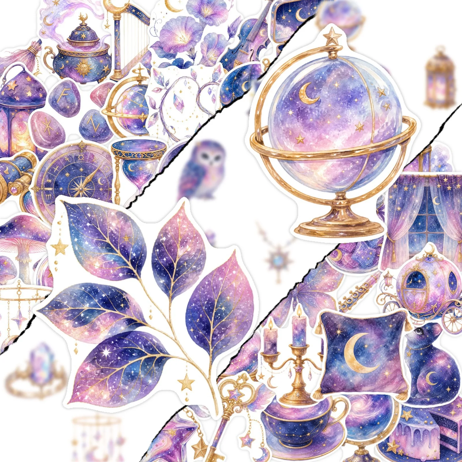50 PCS Good Night Universe Magic Starry Hat Creative Stickers Decorate Luggage Scrapbook Guitar Fridge Waterproof Decals