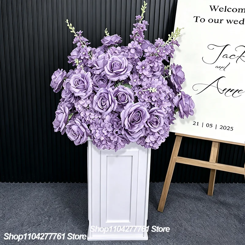 Burgunderrote Rosen Künstliche Blumen Tischdekoration Dunkelrotes Blumenarrangement Hochzeit Esstisch Deko Party Bankett Event Dekoration – Detail 9