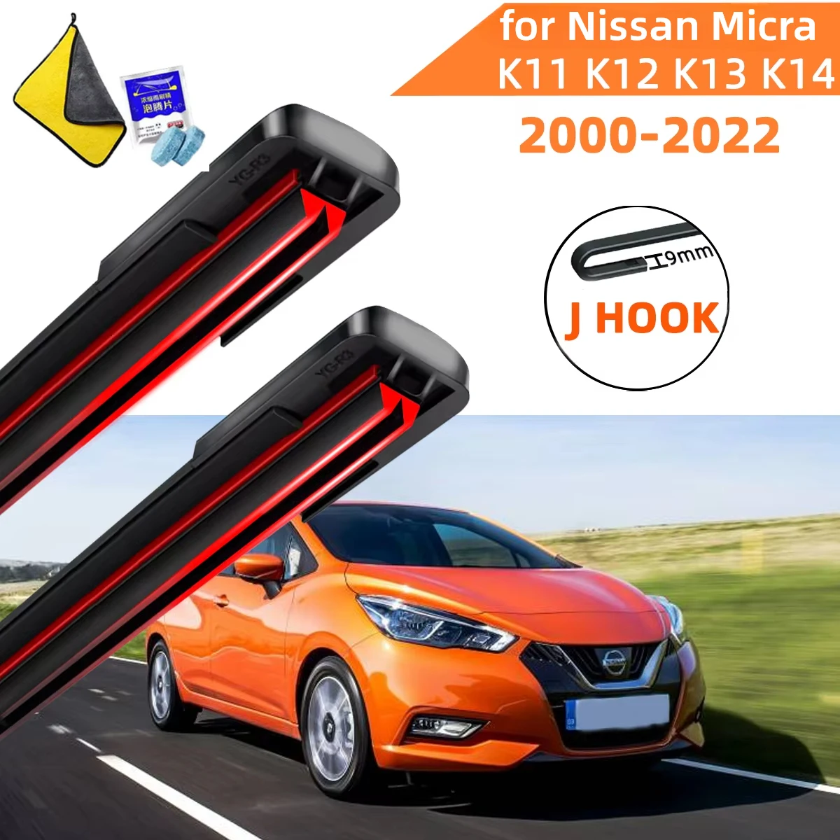 

Double Rubber Car Wipers for Nissan Micra K11 K12 K13 K14 Front Blade Brushes Cutter Automobiles Accessorie Windscreen Wiper