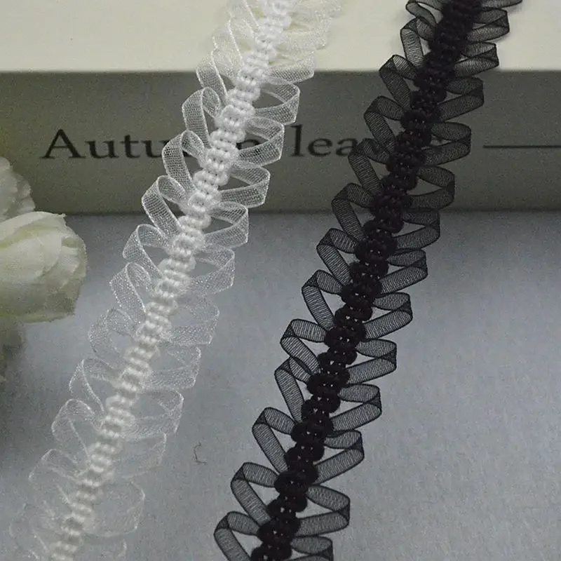 5Meters/16.4Ft Per Pack Handmade Dress Wedding Dress DIY Crafts Lace Tulle Ear Straps with Lace Trim