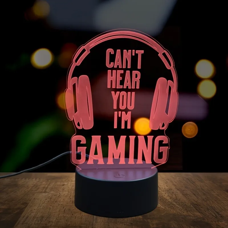 A headphone 3D creative nightlight, game players collection table light, 7 colors or warm light, atmosphere decorative light.