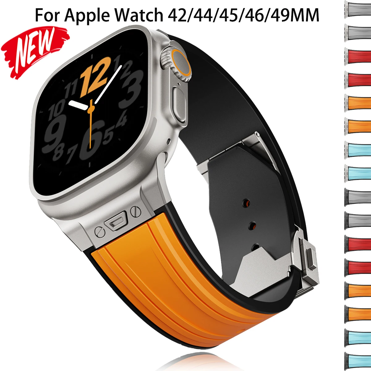

Men Sport Silicone Strap for Apple Watch Ultra 3 49mm Series 11 10 46mm Breathable Watch Band for IWatch 9 8 7 45mm 6 5 4 SE44mm