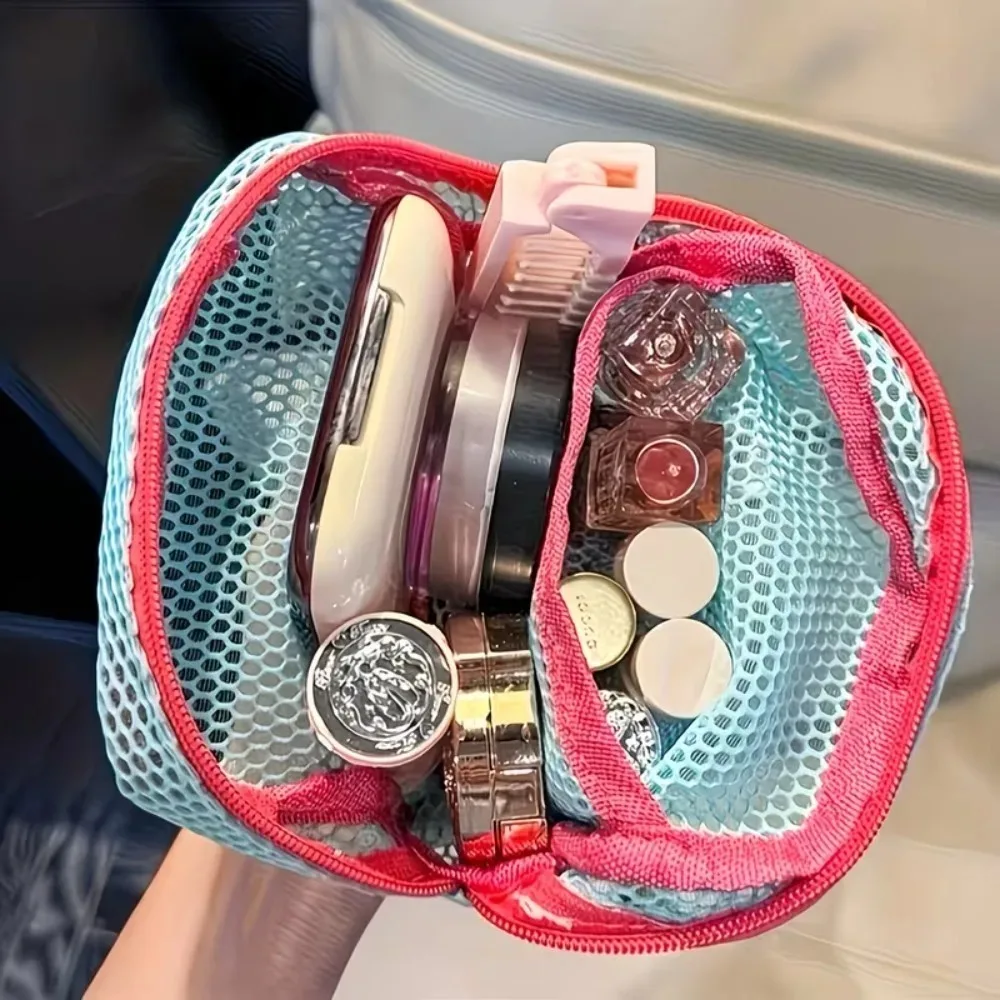 Fashion Dopamine Color Storage Bag Large Capacity Candy Color Mesh Cosmetic Bag Toiletry Make Up Case