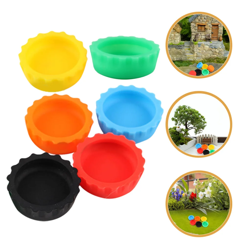 

6Pcs Anti Slip Reptile Feeding Bowls Silicone Mixed Color Gecko Food Water Dish Lizard Chameleon Bearded Dragon Snake Pet Feeder