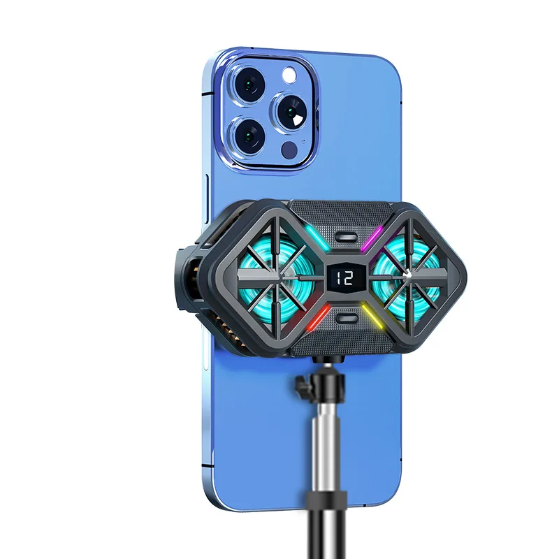 

Live Clip RGB Phantom Semiconductor Mobile Phone Radiator Mobile Game Cooling God Double Fan System Cool Phone Cooler for Gaming