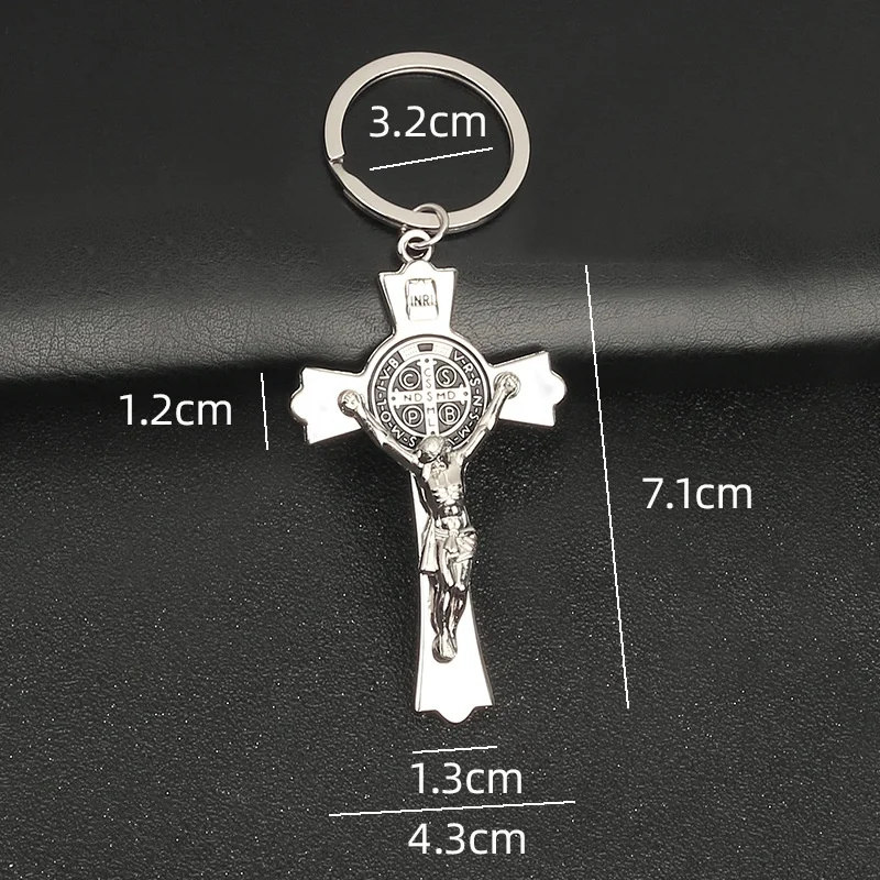 Transfer Cross Pendant Stainless Steel Metal Key Ring Cross Key Chain Small Gift