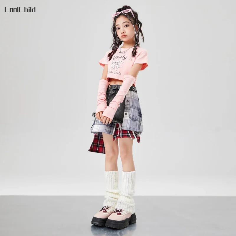 Girls Hip Hop Sweet Butterfly Crop Top Denim Jeans Skirt Kids Street Dance Clothes Sets Children Streetwear Teens K-pop Outfits