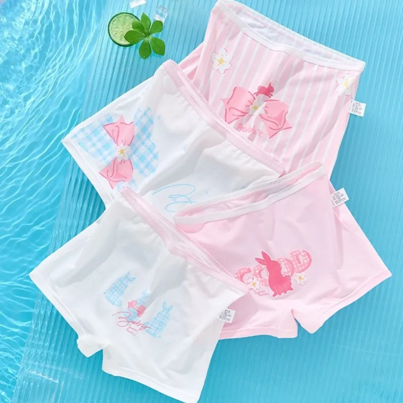 

4 шт., летние крутые дышащие трусики для девочек, детские мягкие антибактериальные трусики из модала, От 3 до + лет, милое нижнее белье с мультяшным принтом для маленьких детей