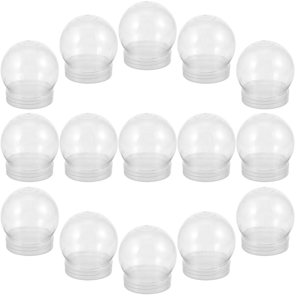 15 Pcs DIY Snow Globe Mini Round Water Globes Clear Plastic Ball Shape Fish Tank Decor