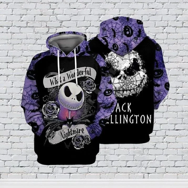 Disney Jack Skellington The Nightmare Before Christmas Men Women 3D Print High Quality Fleece Zipper/ Hoodies Pullover Tops