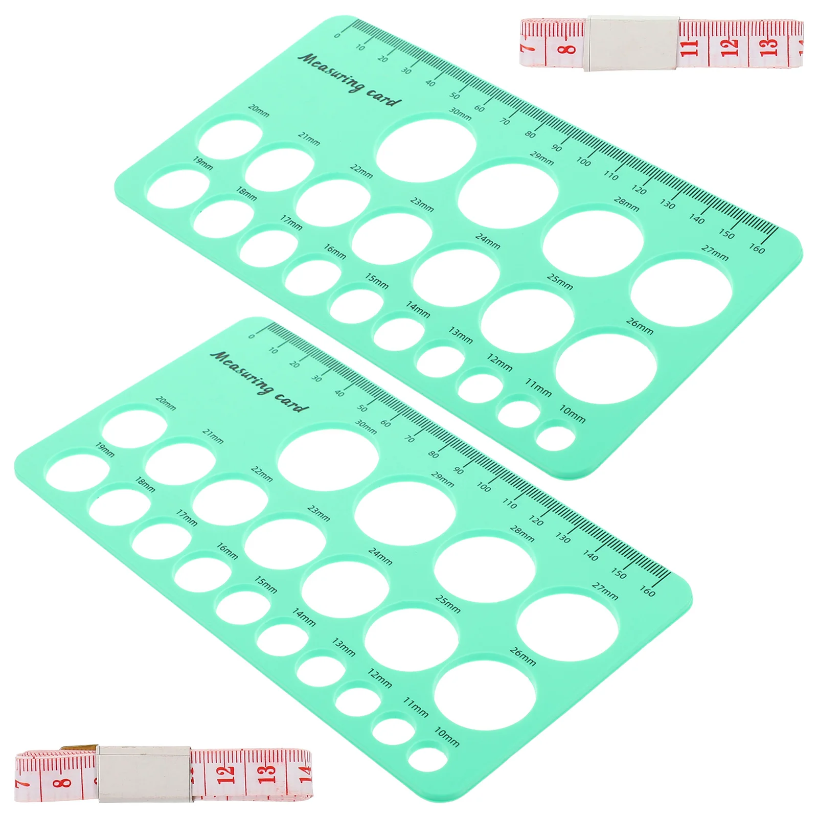 

2 Pieces Measuring Card Green Color Breast Flange Size Tool Circle Stencils Accurate Measurement Easy to Carry