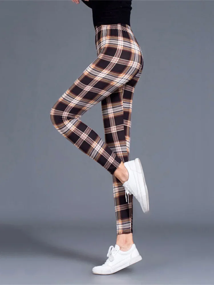 

Autumn New Plaid Leggings Women Sexy Pants Push Up Leggings Fashion Fitness Gym Sporting High Waist Female Trousers