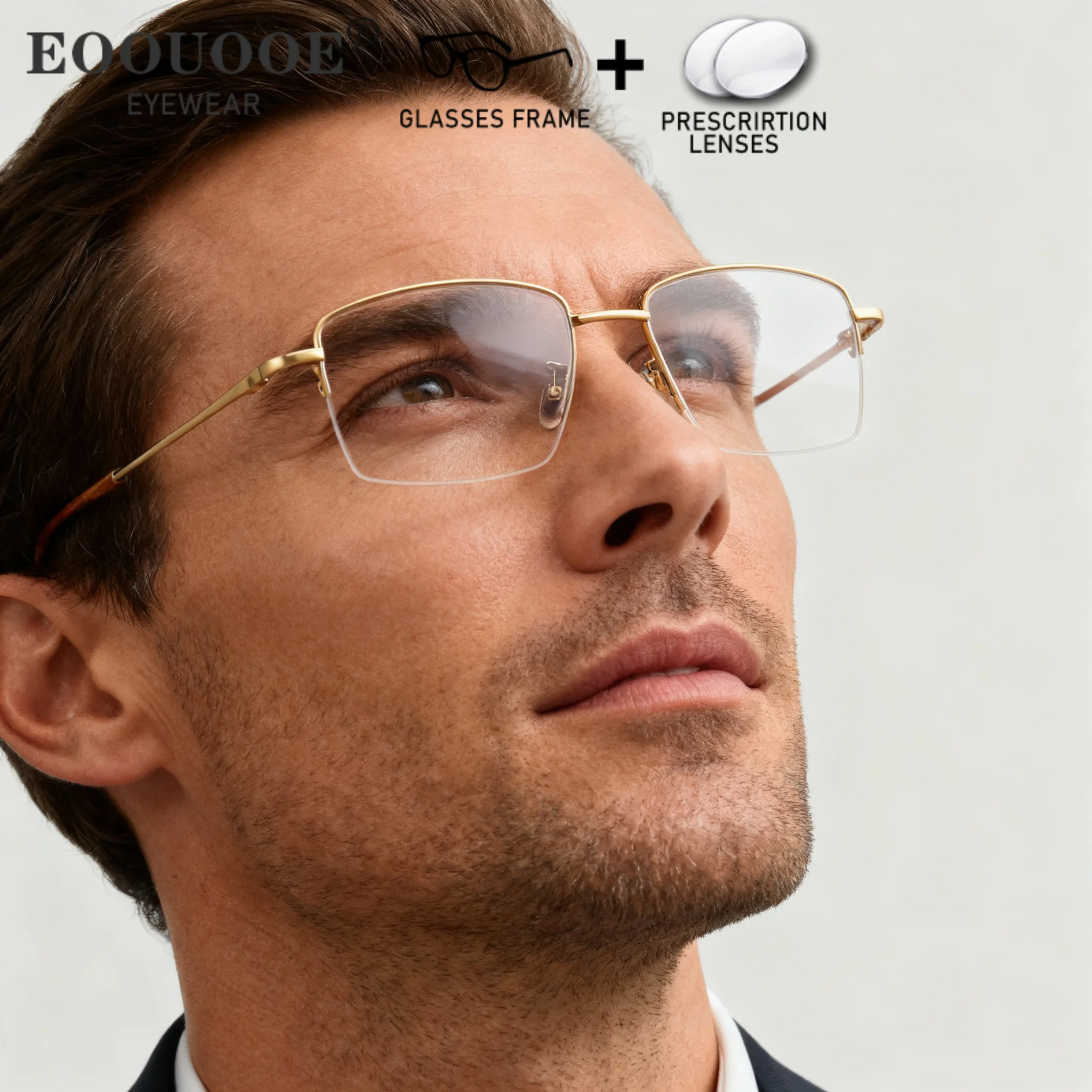 

Wood Design Men's Titanium Glasses Frame With Prescription Myopia Lenses Hyperopia Progressive UV Eyewear reading glasses