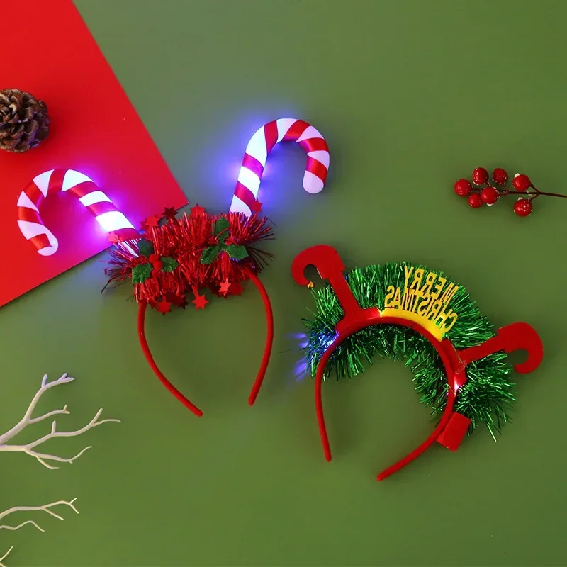 Ilumine acima dos tiaras de natal led rena natal headbands chifres de natal para crianças feminino fontes de festa de natal