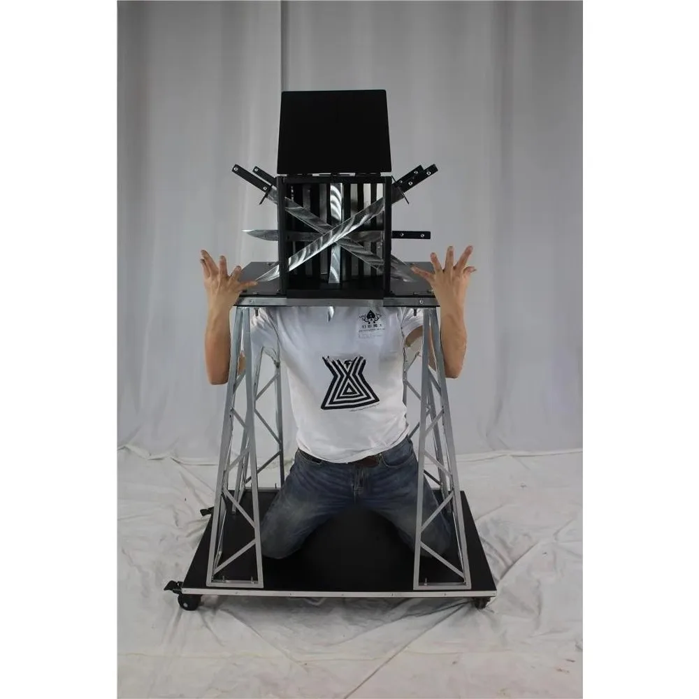 Hot-selling professional big head puncture box stage magic illusion skills props