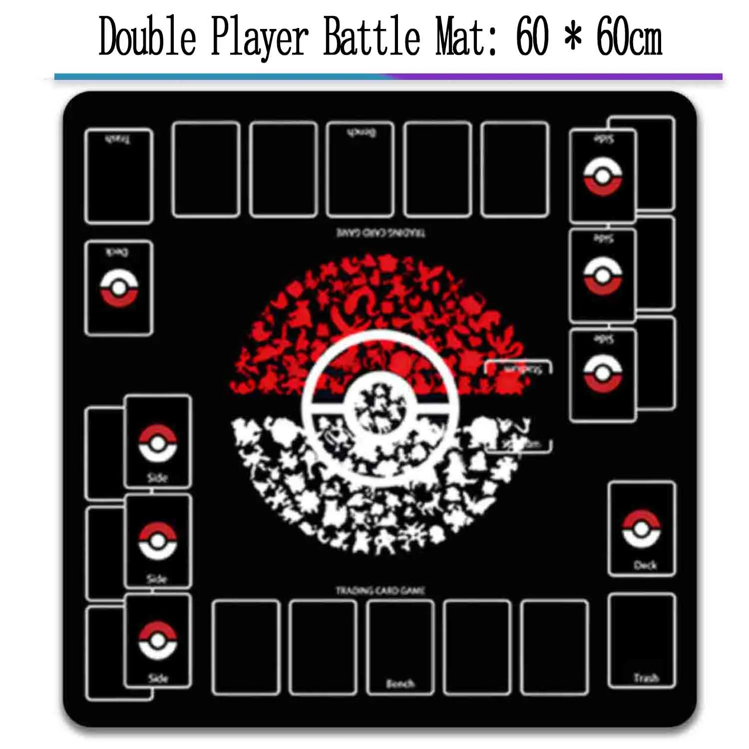 PTCG Cards Battle Black Playmat Pad Two Person Single Player Battle Mat