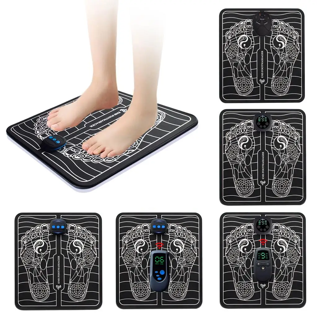 Portable Electric EMS Foot Massager Mat Pad Foot Muscle Stimulator, 9 Adjustable