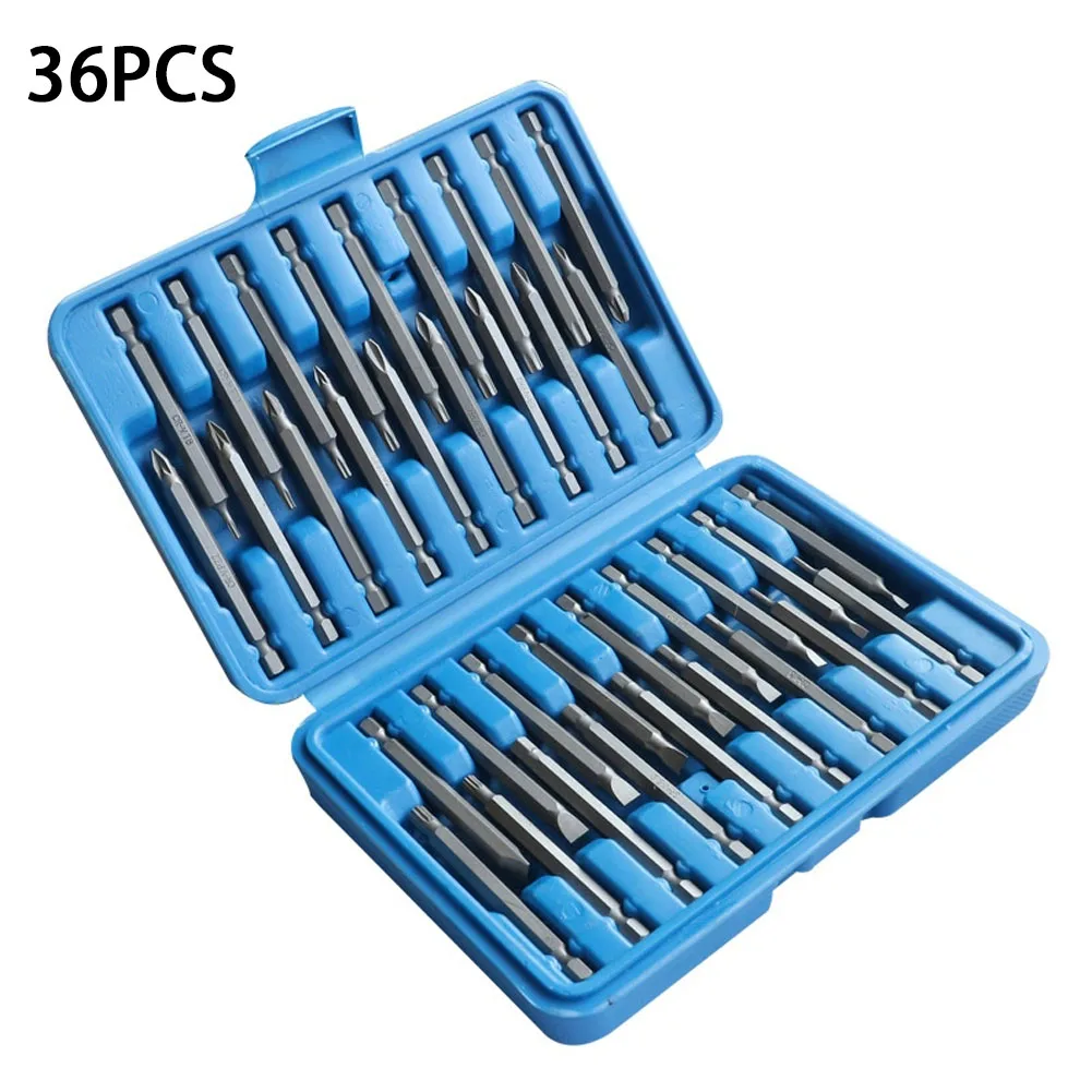 36Pcs Screwdriver Bits Kit  Star Hex Spline Bit 75mm Extra Long Magnetic Screwdriver Bit Set extension bit