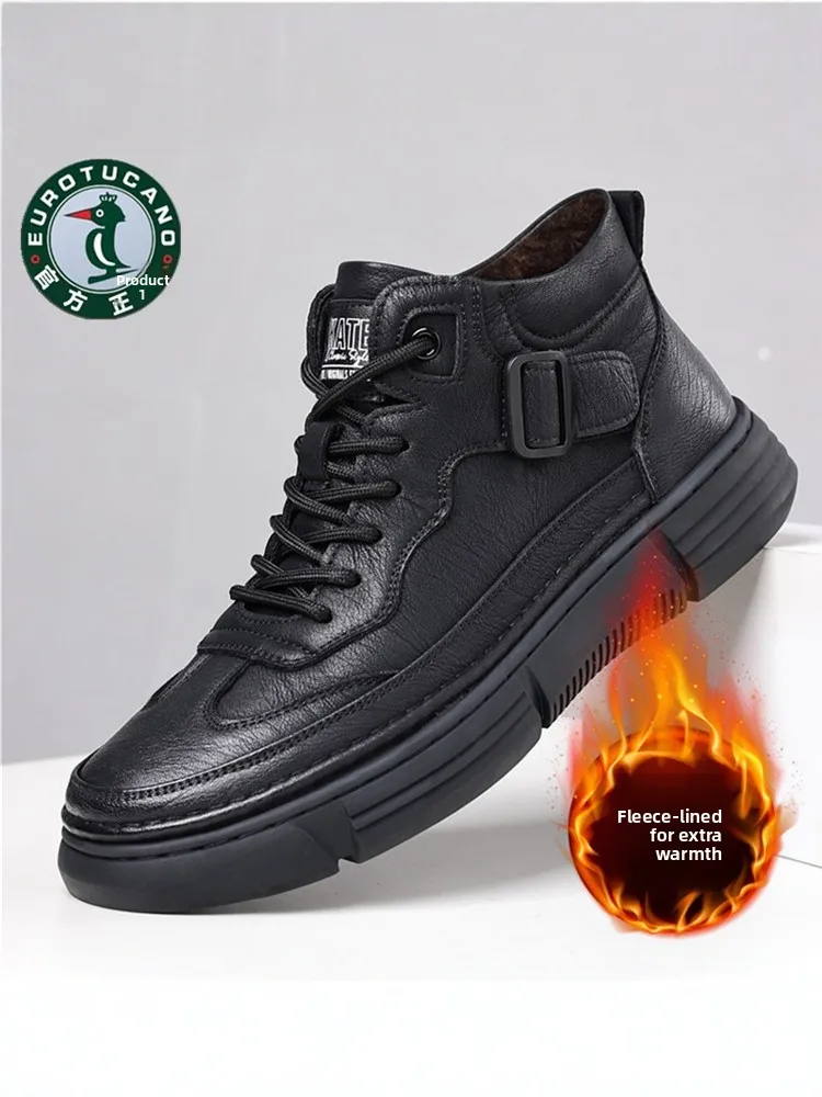 

Мужские повседневные ботинки OuLun Peaco: мягкие, нескользящие, теплые, кожаные, с круглым носком, на низком каблуке, для ежедневной носки, зимние