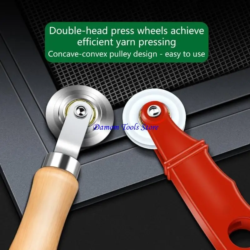 

57BE 3Pcs Spline Roller Set Ergonomic Plastic Handles With Nylon Rubber Attachments For Door Window Screen Maintenance