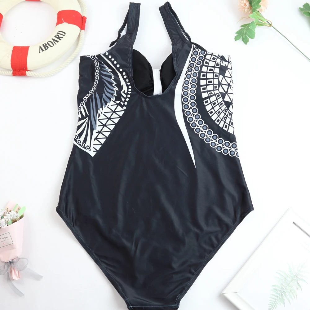 Sexy Bikini Set Swimsuit 2025 Vintage White Print One Piece Swimwear Women Monokini Bathing Suit Monokini Beach Monokini Female
