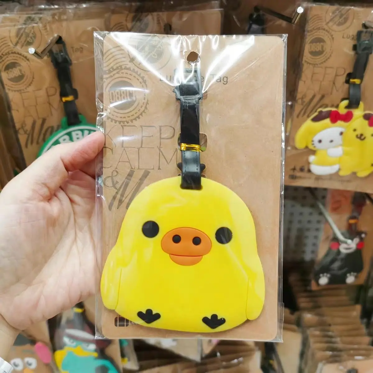 

Cartoon Rilakkuma Kiiroitori luggage tag, luggage boarding, checked in travel bag, silicone pendant, hanging tag korilakkuma
