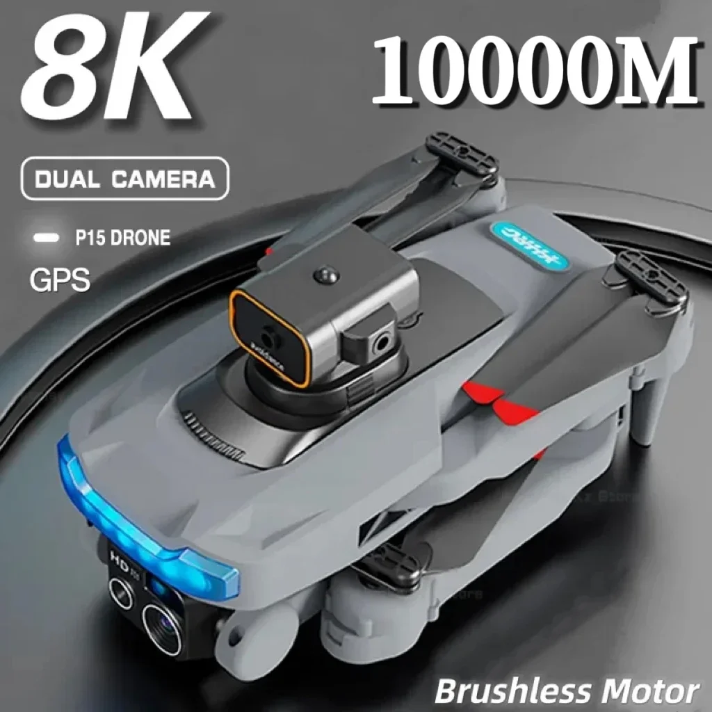 

New P15 Drone Professional 8K GPS Dual Camera 5G Obstacle Avoidance Optical Flow Positioning Brushless Upgraded RC 10000M