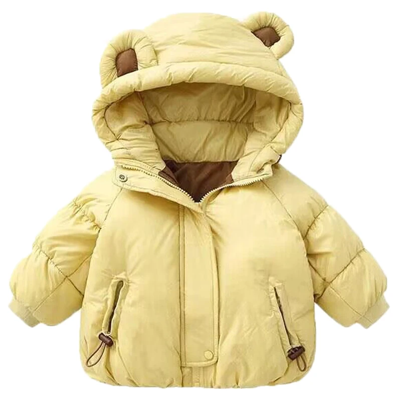 New Baby Boys Girls Cute Bear Ear Winter Warm Jacket Coat Toddler Kids Thick Hoodied Snowwear Outrtwear Children Clothing 1-7y