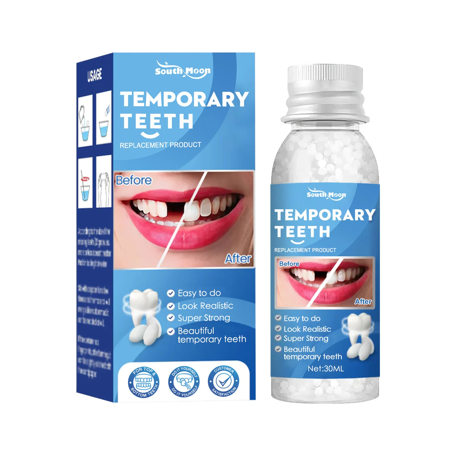 Tooth Repair Glue Shapeable Broken Missing Fake Teeth Gaps Temporary Filling Solid Beads Halloween Makeup Safety Dental Supplies