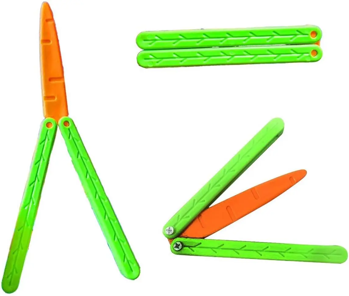 2 Pcs Carrot Butterfly Fidget Knife Toy, Colorful and Novel Shape, Made with 3D Printing Technology, Sturdy and Durable
