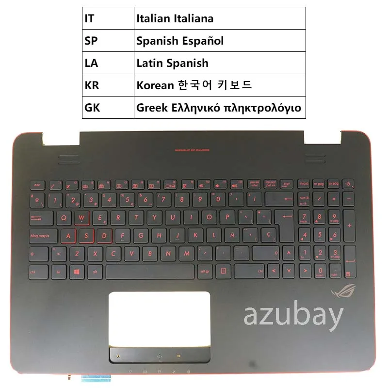 Laptop Keyboard Palmrest Case For ASUS GL551 GL551JK GL551JM GL551JW GL551JX GL551vw Red Backlit Greek Italian Korean LA Spanish