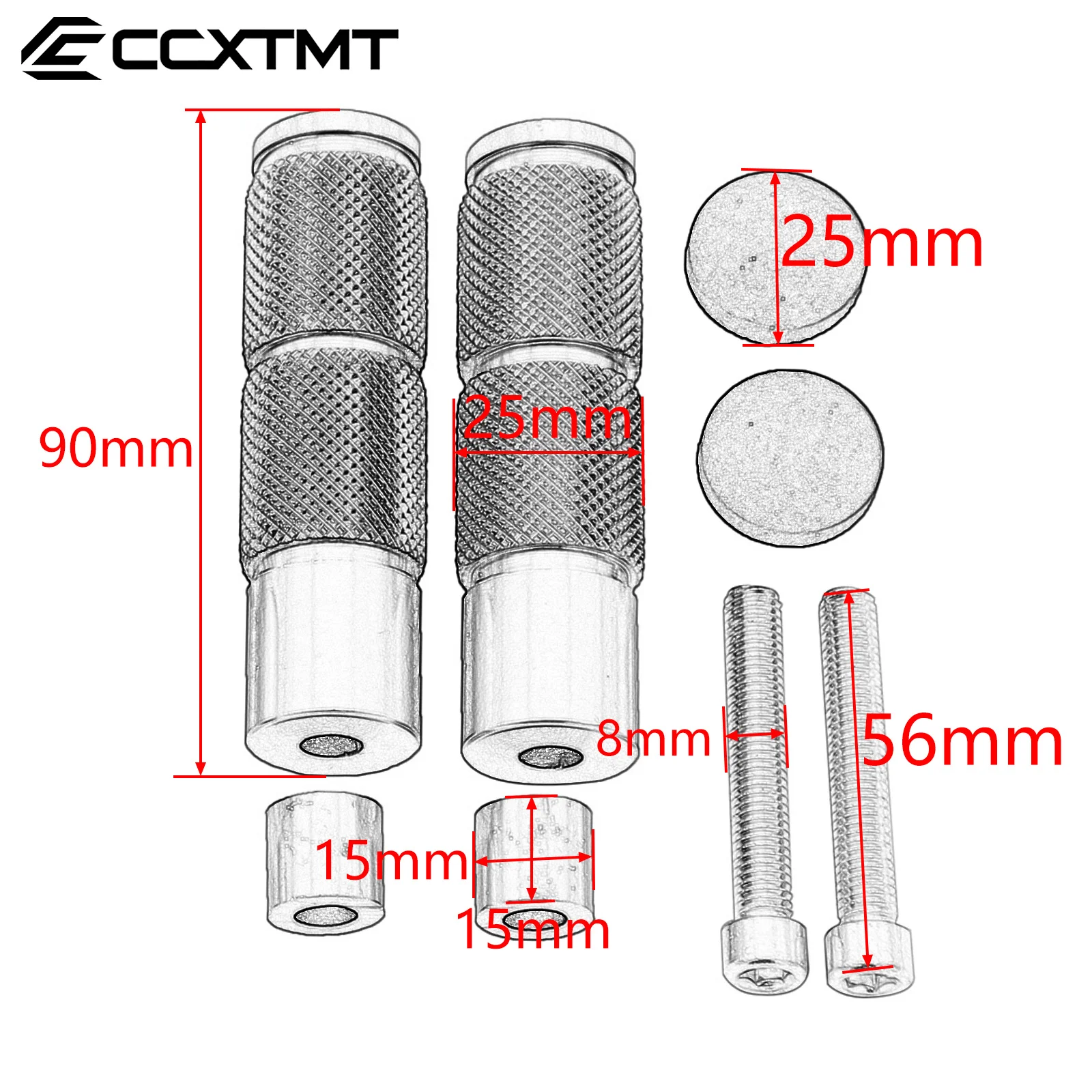 Universal CNC Aluminum M8 Motorcycle Bike ATV Scooter Dirt Bike Footrests Foot Pegs Pedals For Yamaha Honda Kawasaki KTM Suzuki