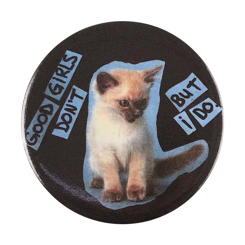 Animals Tinplate Soft Button Pin Cartoon Honk Be Goose Good Girls Cat Metal Badge Lapel Pin Parts Gift For Friends Jewelry