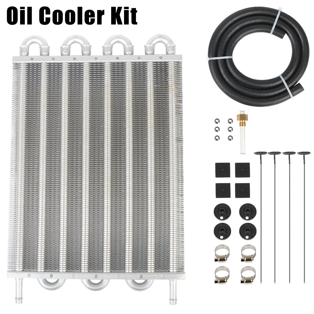 4/6/8 Row Engine Oil Cooler Kit Oil Radiator Car Condenser With Rubber Tube Transmission Radiator Auto-manual Radiator Converter