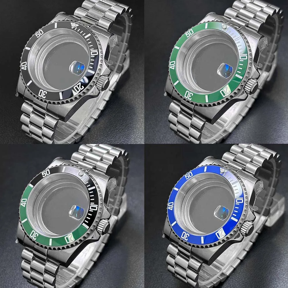 The 40.5mm nh35 stainless steel presidential wristband sapphire glass case is water-resistant for the nh34/nh35/nh36/ movement