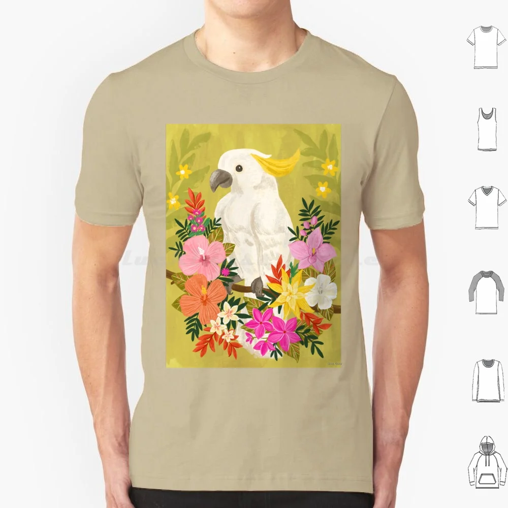 Tropical Cockatoo T Shirt Men Women Kids 6xl Tropical Colorful Flower Cockatoo Tropical Bird Animal Flora Fauna Yellow Green