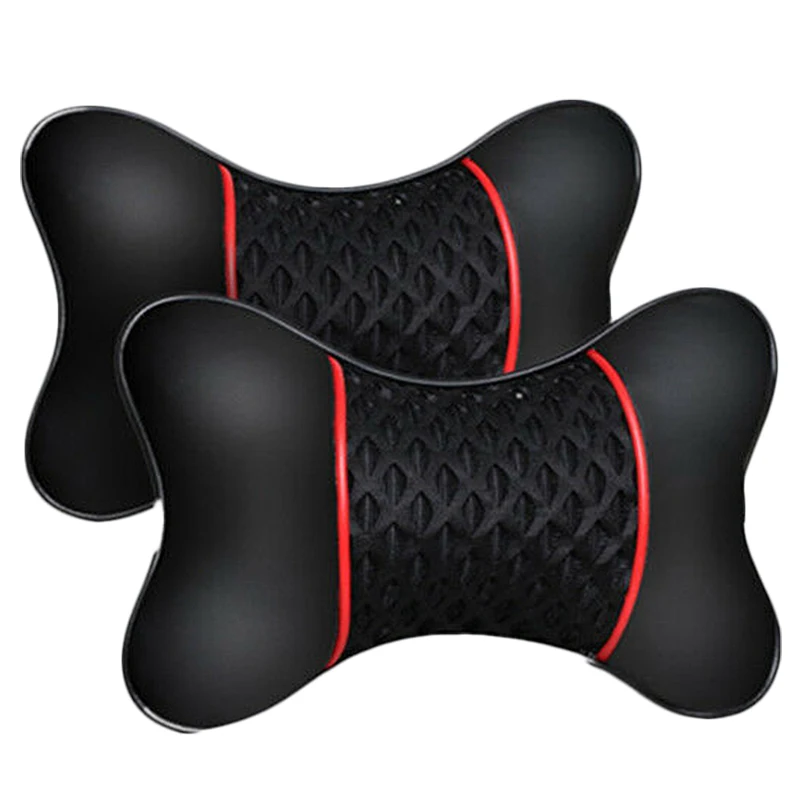 2Pcs New Pu Leather Car Seat Head Neck Rest Cushion Pad Headrest Pillow