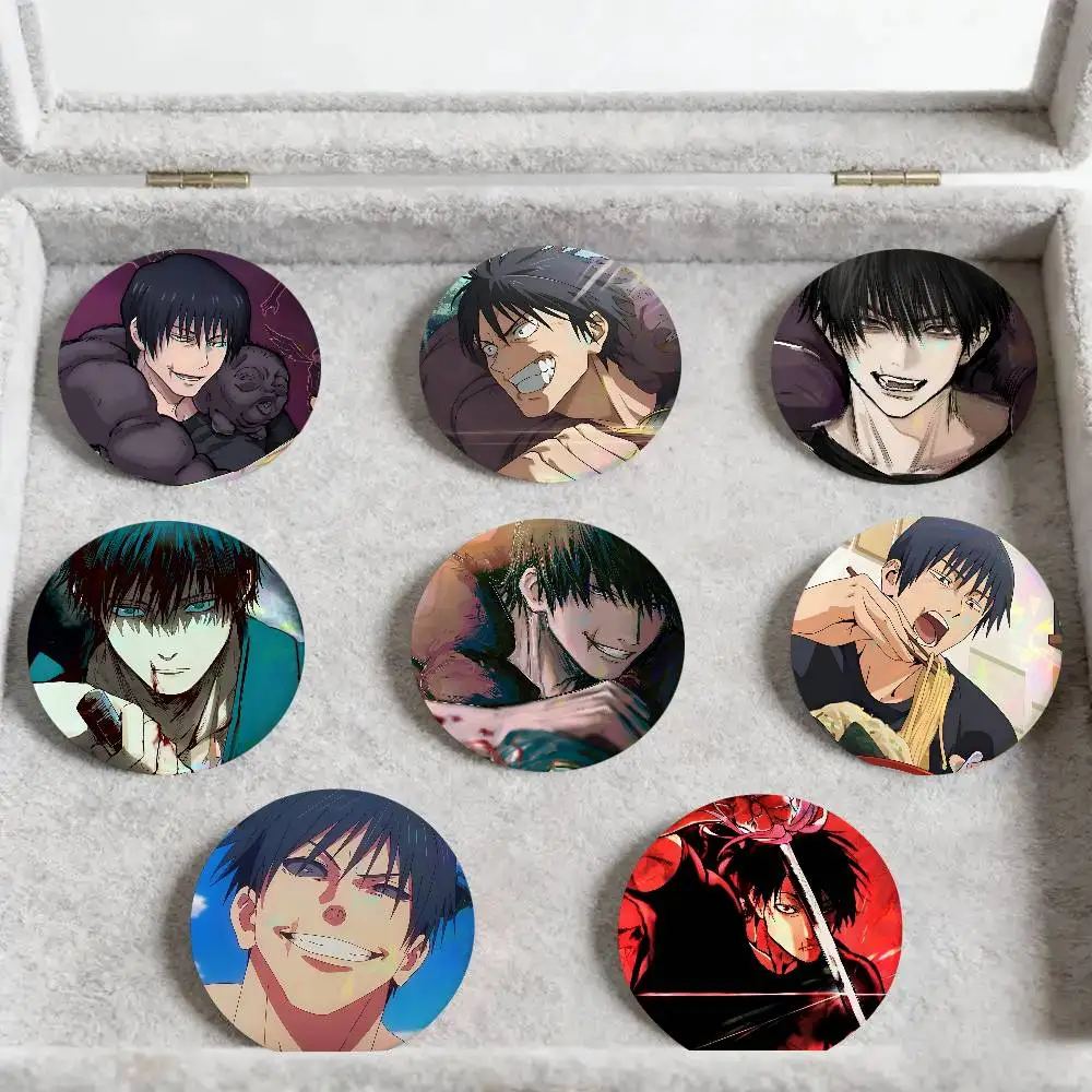 Anime Jujutsu Kaisen Toji Fushiguro Round Badge Creative Brooch Clothing Backpack Accessories Lapel Pin