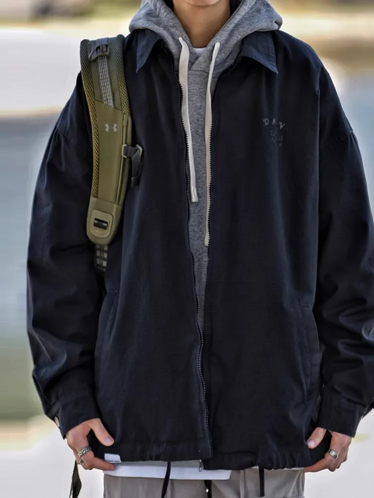 

Ретро-куртка в японском стиле свободного кроя, весна-осень, однотонная, для повседневной носки, универсальная, рабочая одежда